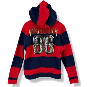 Victorias Secret Y2K Style Love Pink 86 Sequin Full Zip Hoodie Size L Red Blue